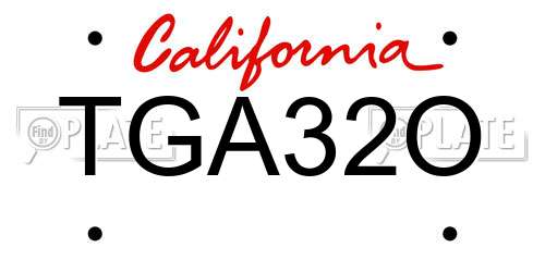 TGA32O California License Plate