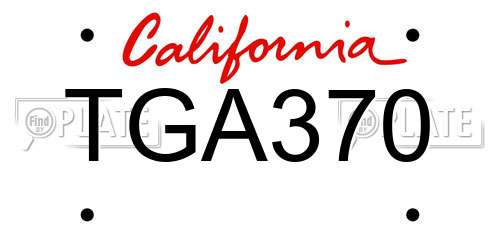 TGA370 California License Plate