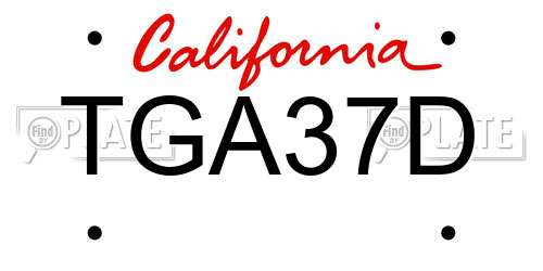 TGA37D California License Plate
