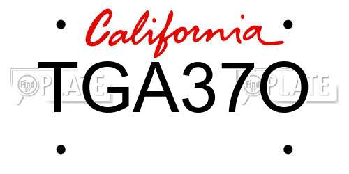 TGA37O California License Plate