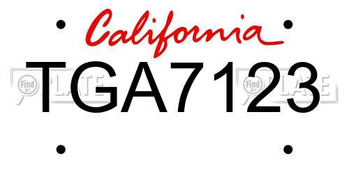 TGA7123 California License Plate