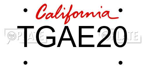 TGAE20 California License Plate