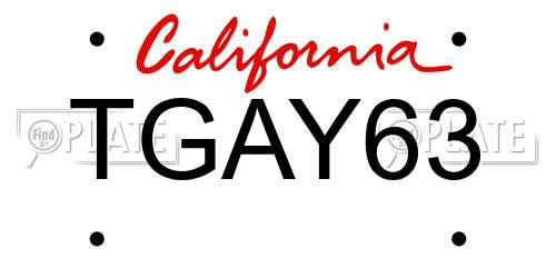 TGAY63 California License Plate