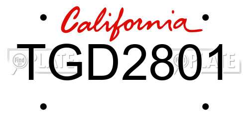 TGD2801 California License Plate