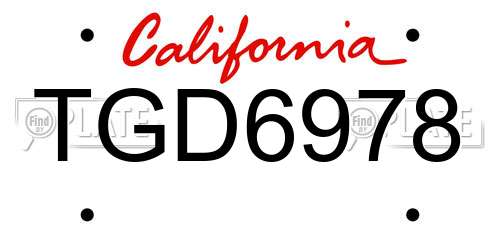 TGD6978 California License Plate