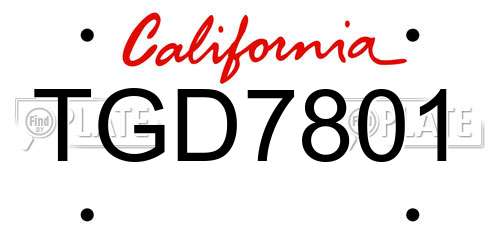 TGD7801 California License Plate