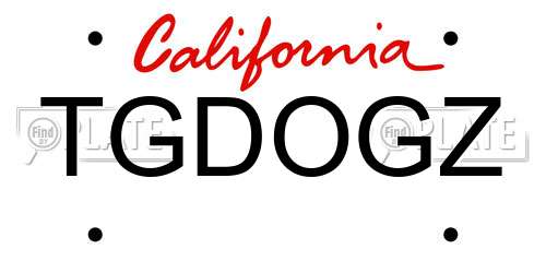 TGDOGZ California License Plate