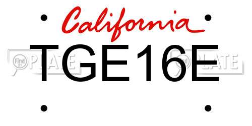 TGE16E California License Plate