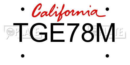 TGE78M California License Plate