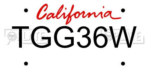 TGG36W California License Plate