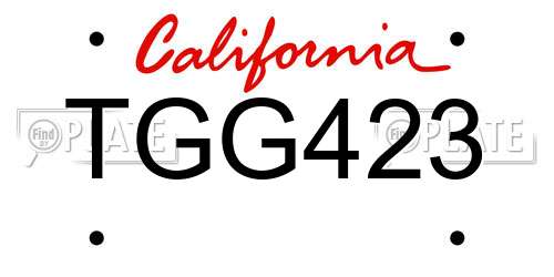 TGG423 California License Plate