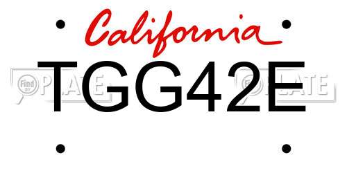 TGG42E California License Plate