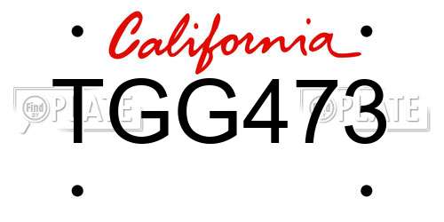 TGG473 California License Plate