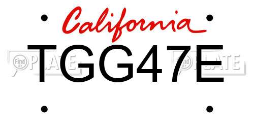 TGG47E California License Plate