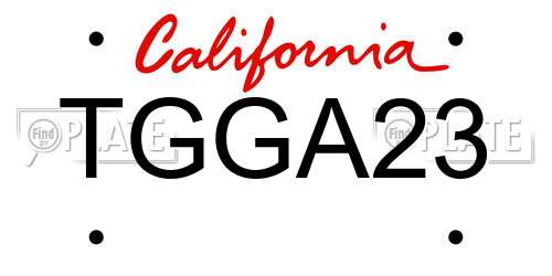 TGGA23 California License Plate