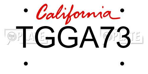 TGGA73 California License Plate