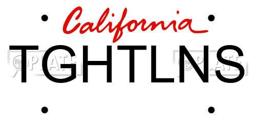 TGHTLNS California License Plate