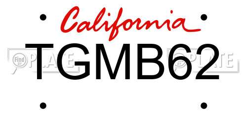 TGMB62 California License Plate