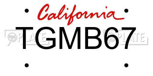 TGMB67 California License Plate