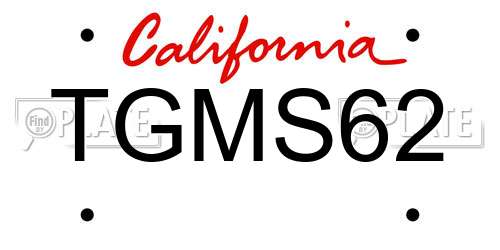TGMS62 California License Plate
