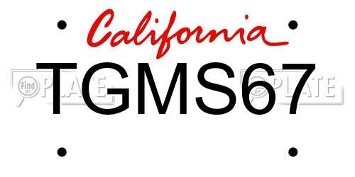 TGMS67 California License Plate