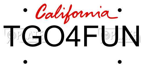 TGO4FUN California License Plate