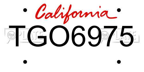 TGO6975 California License Plate