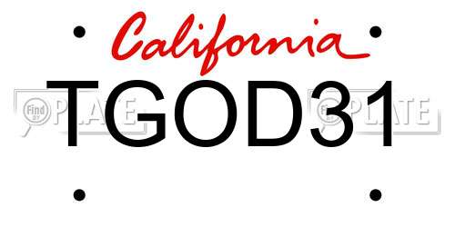 TGOD31 California License Plate