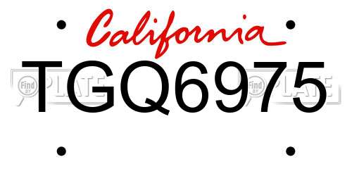 TGQ6975 California License Plate
