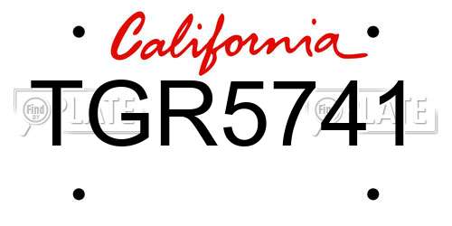TGR5741 California License Plate
