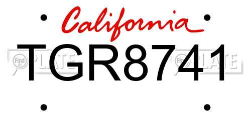 TGR8741 California License Plate