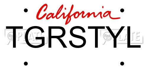 TGRSTYL California License Plate