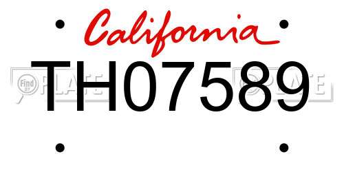 TH07589 California License Plate