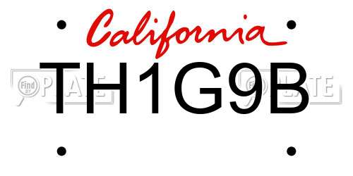 TH1G9B California License Plate