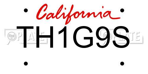 TH1G9S California License Plate