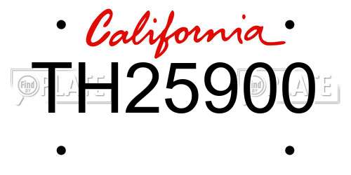 TH25900 California License Plate