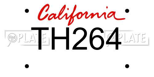 TH264 California License Plate