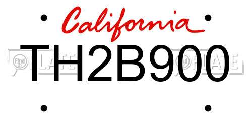 TH2B900 California License Plate
