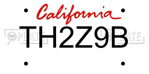 TH2Z9B California License Plate