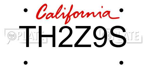 TH2Z9S California License Plate