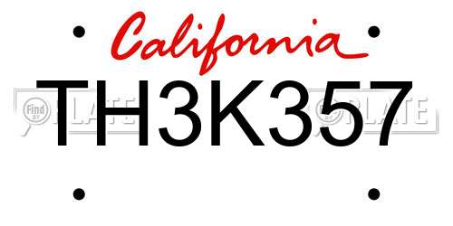 TH3K357 California License Plate