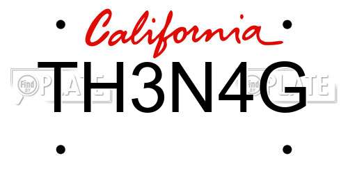 TH3N4G California License Plate