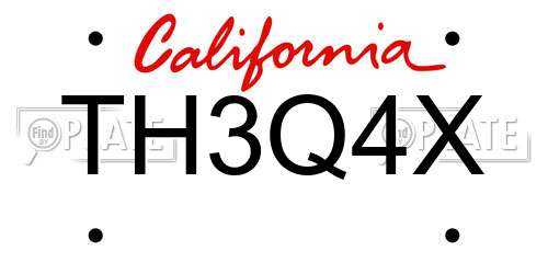 TH3Q4X California License Plate