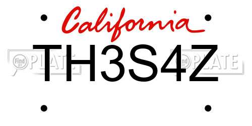 TH3S4Z California License Plate