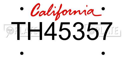 TH45357 California License Plate