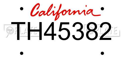 TH45382 California License Plate