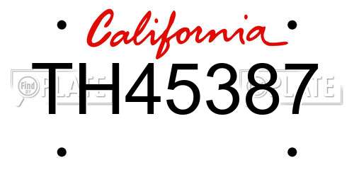 TH45387 California License Plate