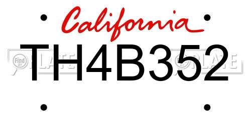 TH4B352 California License Plate
