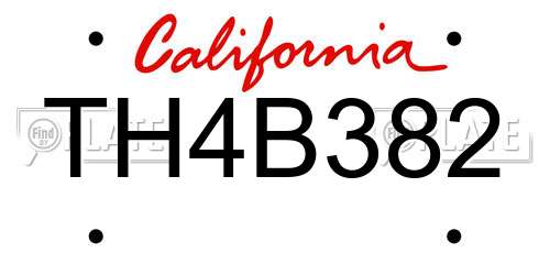 TH4B382 California License Plate