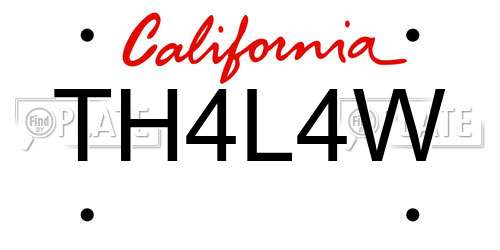 TH4L4W California License Plate